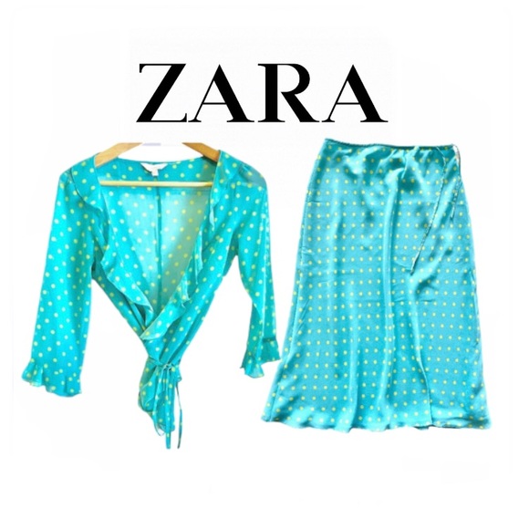 Zara Dresses & Skirts - 🇪🇸 ZARA POLKA DOT CHIFFON BUNDLE SET